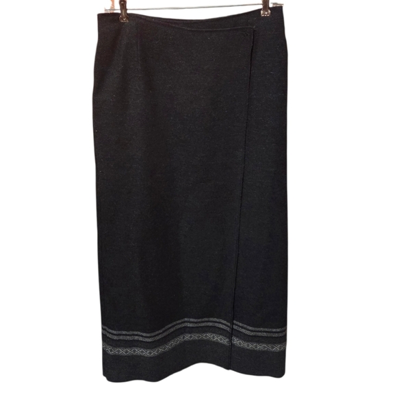 Eddie Bauer Dresses & Skirts - Eddie Bauer Vintage 90s Wool Blend Blanket Wrap Long Skirt Fair Isle Gray Sz 8